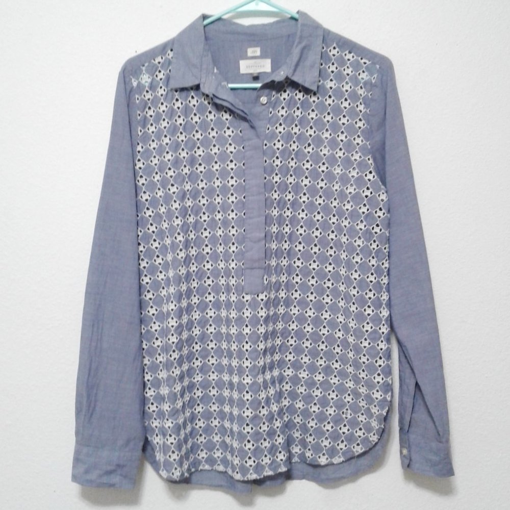 Loft The Softened eyelet popover shirt